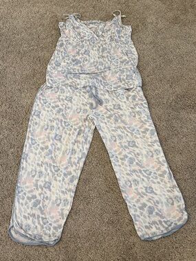 Soma Pastel Leopard Print Pajama Set - Light Gray, Pink, Blue